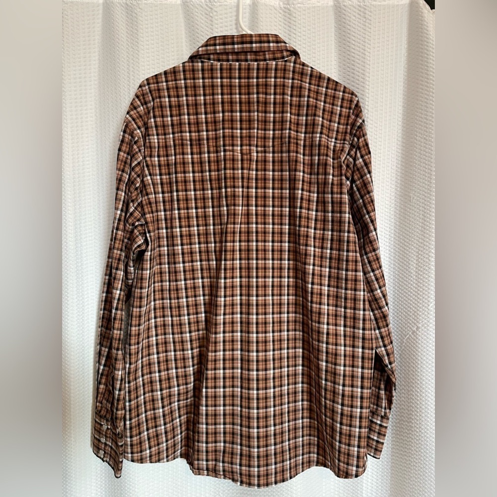 COPY - Wrangler Brown Small Checkered Long Sleeve Snap Closure Shirt Size XL - Picture 2 of 5